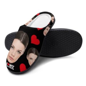 Customizable Photo Slippers Adults Men Slippers Funny Slippers Durable Rubber Sole Anti-Slip Slippers House Slippers Indoor Outdoor Personalized Valentine's Day Gifts Slippers Short Plush - Image 6