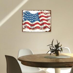 4th of July Aluminum Sign - Independence Day Farmhouse Decor, Vintage USA Country Flag Outside And Living Room Decorations Holiday Gifts Country Wall Art Decor Fade Resistant 16"x12" - Image 2
