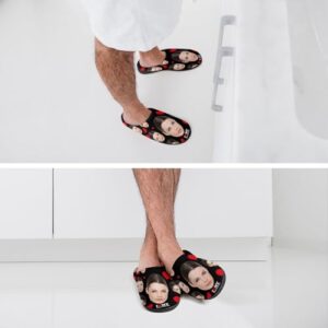 Customizable Photo Slippers Adults Men Slippers Funny Slippers Durable Rubber Sole Anti-Slip Slippers House Slippers Indoor Outdoor Personalized Valentine's Day Gifts Slippers Short Plush - Image 3