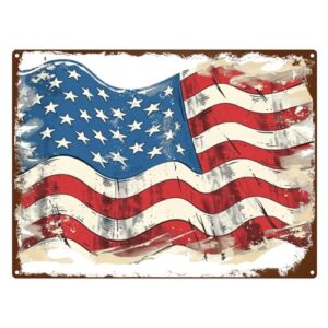 4th of July Aluminum Sign - Independence Day Farmhouse Decor, Vintage USA Country Flag Outside And Living Room Decorations Holiday Gifts Country Wall Art Decor Fade Resistant 16"x12" - Image 6