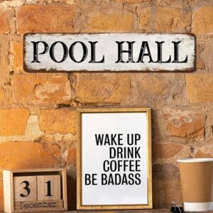 Vintage Pool Hall Metal Signs Street Sign Living Room Household Decor 6" x 24" Made In The USA Customize Holiday Gifts Artwork Decor With Your Text For House Terrace - Image 3