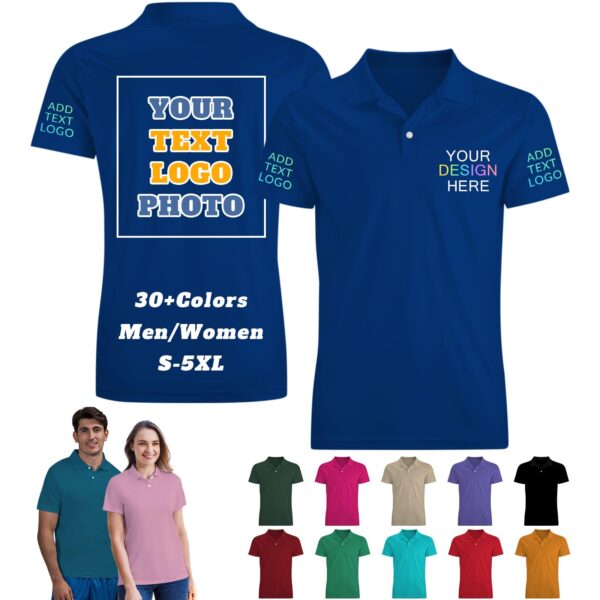 Custom Polo Shirts for Men Women Design Your Own Logo Customize Golf Shirt Gifts Workwear Personalized Business Shirts Short Sleeve, S-5XL