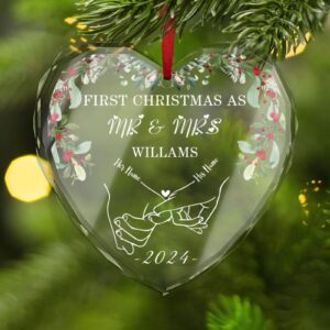 Couple Personalized Christmas Ornament 2024 Engagement Gifts for Newlywed Frist Christmas As Mr&Mrs Wedding Gifts Ideas Bridal Shower (Design 01) - Image 6