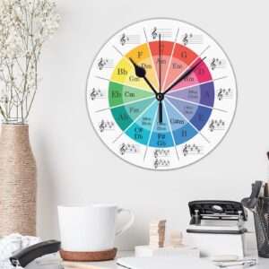 Kidrex PVC Clocks with Circle of Fifths Music Theory Cheat Sheet Wall Clocks for Bedroom House Decorations 12" Battery Operated Silent Non-Ticking Large Vintage Clock Decorative for School Lake House - Image 7