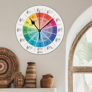 Kidrex PVC Clocks with Circle of Fifths Music Theory Cheat Sheet Wall Clocks for Bedroom House Decorations 12" Battery Operated Silent Non-Ticking Large Vintage Clock Decorative for School Lake House - Image 6