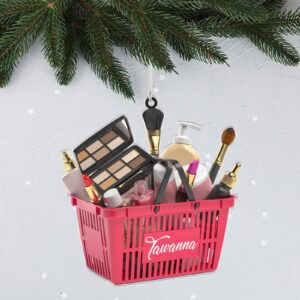 2024 Personalized Ornament Women Beauty I Love Make Up Nail Polish Christmas Tree Ornament Makeup Customized Cosmetics Basket Keepsake Decoration Ornament Makeup Tools Gifts with Name - Image 5