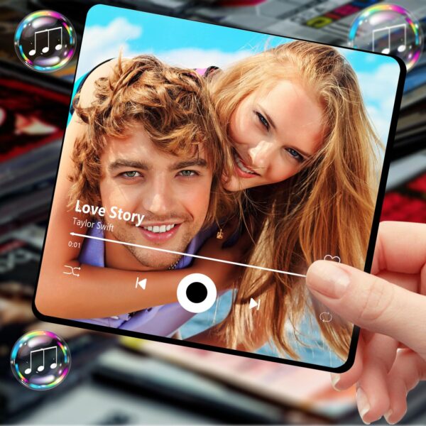 Custom Music Fridge Magnet with Photo, Song & Album Cover Personalized Music Refrigerator Magnet Christmas Valentine's Day Personalized Gifts for Couples (Style 04)