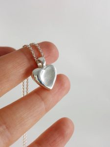 Worry Stone Heart necklace in Sterling Silver, silver worry stone necklace, handcrafted gift for her, long distance gift - Image 6
