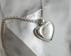 Worry Stone Heart necklace in Sterling Silver, silver worry stone necklace, handcrafted gift for her, long distance gift - Image 7