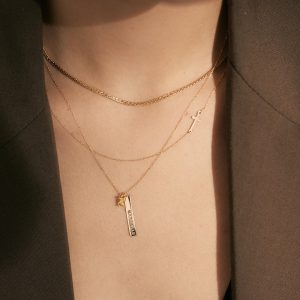 Bar Necklace / 14k Solid Gold Birthstone Necklace / Vertical Bar Pendant / Personalized Necklace, Christmas Gift - Image 4