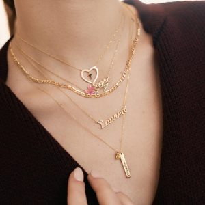 Bar Necklace / 14k Solid Gold Birthstone Necklace / Vertical Bar Pendant / Personalized Necklace, Christmas Gift - Image 3