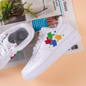 Hand Painted Autism Awareness Air Force 1 Custom Autism Awareness Sneakers Colour Puzzle AF1 Sneakers Personalized Autism Gifts - Image 4