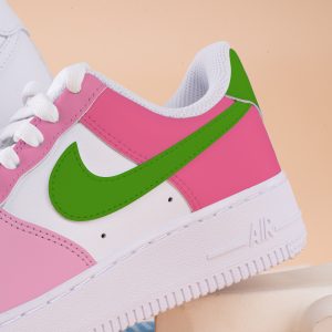 Pink Green Hand Painted Air Force One Custom Painted Shoes Green Pink Air Force 1 Sneakers Pastel Custom Shoes Pink Christmas Gift - Image 3