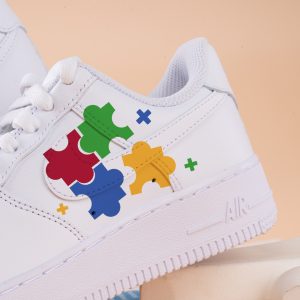 Hand Painted Autism Awareness Air Force 1 Custom Autism Awareness Sneakers Colour Puzzle AF1 Sneakers Personalized Autism Gifts - Image 2