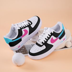Hand Painted Blue Pink Gradient Air Force One Custom Gradient Sneakers Blue Pink And Black Air Force 1 Pink Gradient Shoes - Image 4