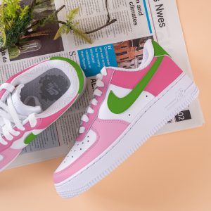 Pink Green Hand Painted Air Force One Custom Painted Shoes Green Pink Air Force 1 Sneakers Pastel Custom Shoes Pink Christmas Gift - Image 5