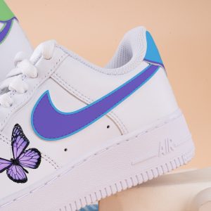Purple Butterfly Air Force One Hand Painted Butterfly Air Force 1 Sneakers Custom AF1 Purple Blue Green Painted Shoes - Image 4