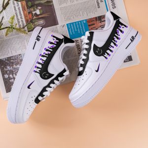 Hand Painted Black Purple Drips Air Force One Custom Drips Sneakers Purple Black Air Force 1 Black Drips Shoes Christmas Gift - Image 5