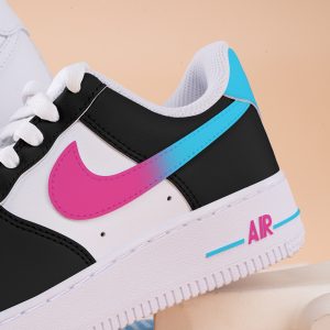 Hand Painted Blue Pink Gradient Air Force One Custom Gradient Sneakers Blue Pink And Black Air Force 1 Pink Gradient Shoes - Image 2
