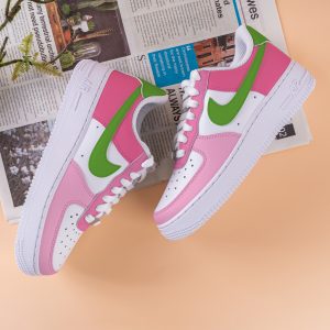 Pink Green Hand Painted Air Force One Custom Painted Shoes Green Pink Air Force 1 Sneakers Pastel Custom Shoes Pink Christmas Gift - Image 6