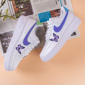Purple Butterfly Air Force One Hand Painted Butterfly Air Force 1 Sneakers Custom AF1 Purple Blue Green Painted Shoes - Image 5