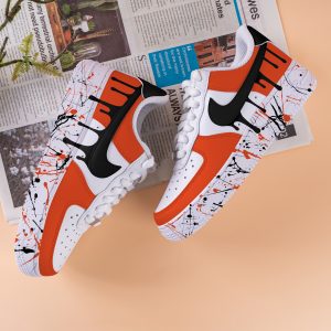 Orange Splash Air Force One Hand Painted Black Drip Air Force 1 Custom Splash Drips Sneakers Orange And Black AF1 Sneakers Wedding Shoes - Image 6