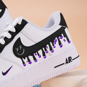 Hand Painted Black Purple Drips Air Force One Custom Drips Sneakers Purple Black Air Force 1 Black Drips Shoes Christmas Gift - Image 4